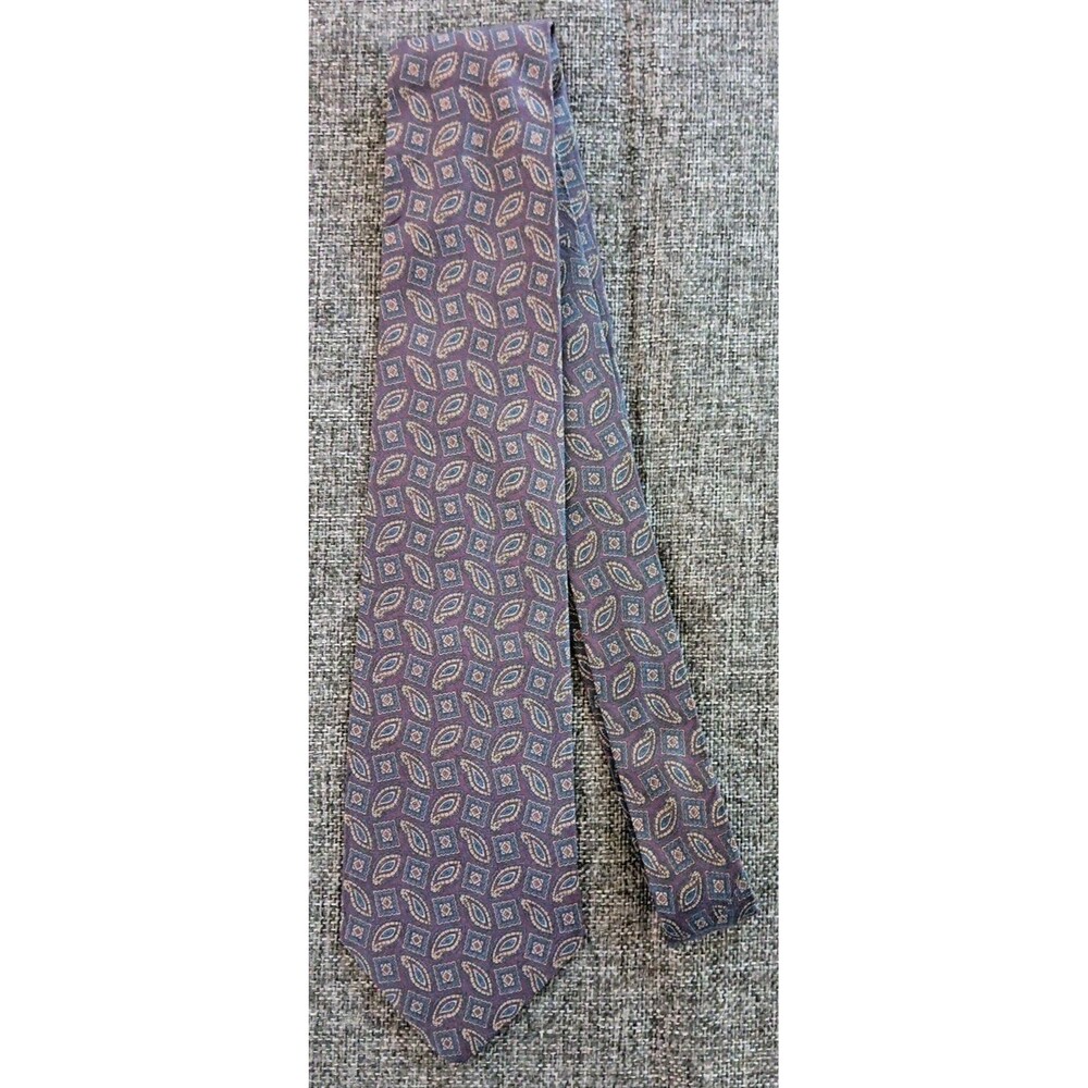 Tie 70s 80s 90s Y2K New Vintage Stock Isaco Purple Blue Beige 3.5 Wide 57 Long